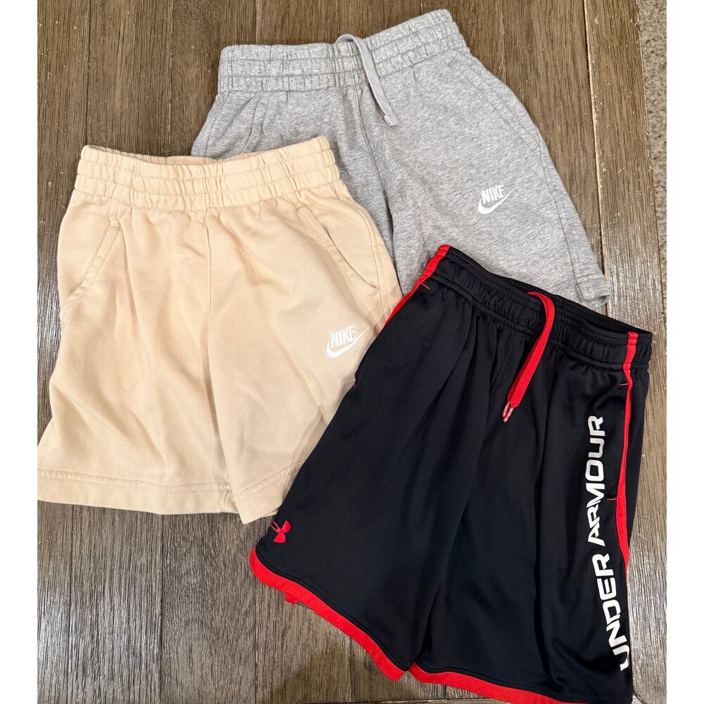 Nike Kids Shorts Bundle - Gray, Cream, Black with Red Trim